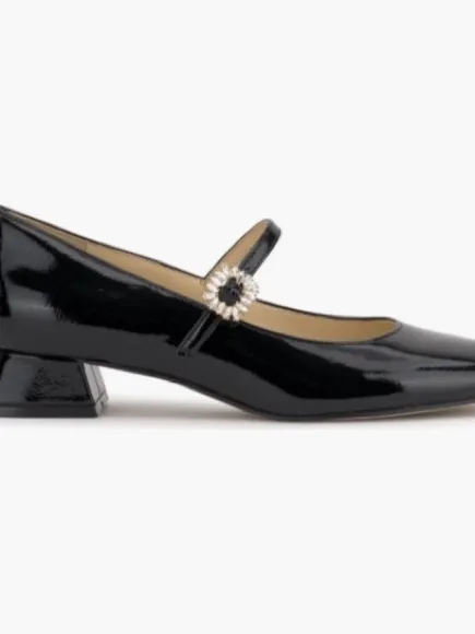 Jessica Simpson Black Patent Mary Jane Pumps with Jeweled Buckle Size 8.5 - Image 2