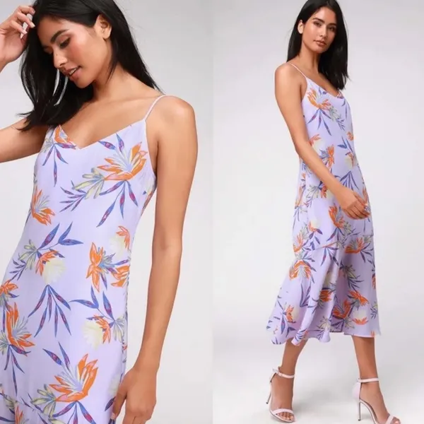 Lulu’s Quinlynn Floral Lavender Midi slip Dress - Image 2
