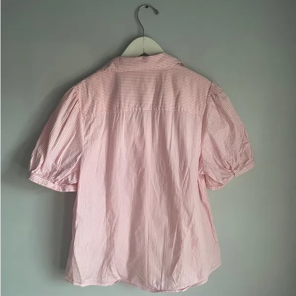 J.Crew Puff Sleeve Preppy Cottage Twee Indie Pinstripe Large Womens Classic - Image 2