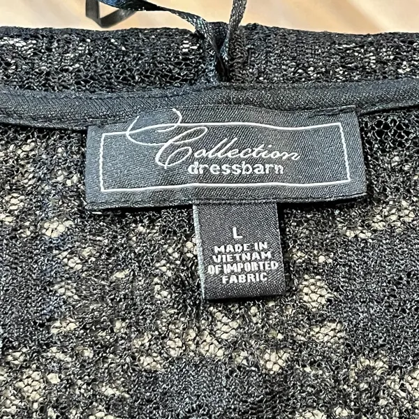Dressbarn Collection Elegant Black Lace Sequin Cropped Jacket - Size Large - Image 8
