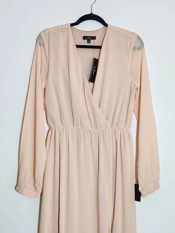 Lulus Long Sleeve Blush Pink Formal Dress Size Large NWT Wedding Guest Dress - Image 4