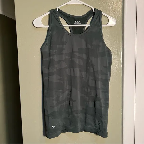 Athleta Women's Size Small Speedlight Camo Tank Top‎ Racerback Green Rapids - Image 3