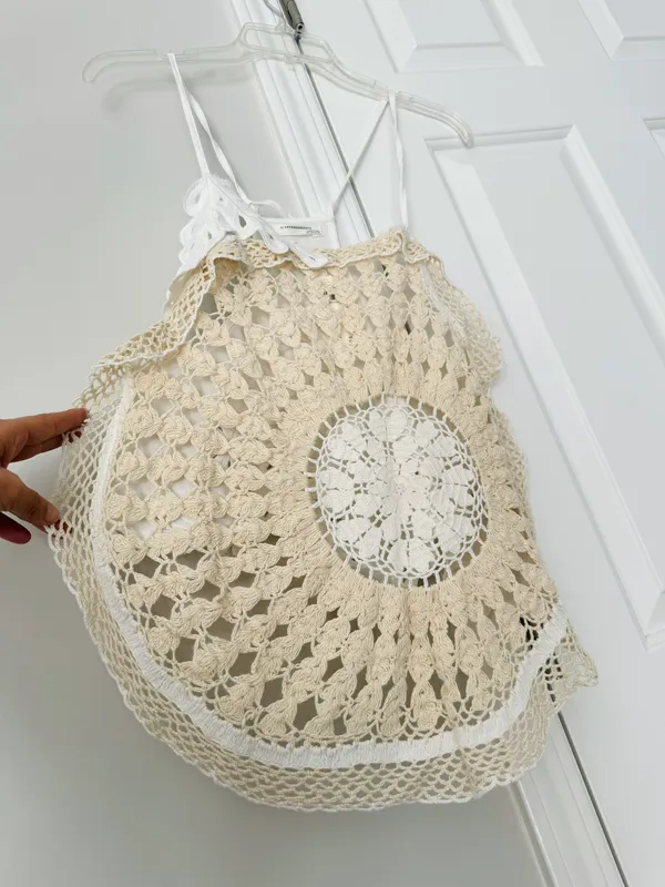 Anthropologie Crochet Embroidered Sweater Tank Top, Size XS - Image 7