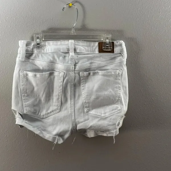 American‎ Eagle Women White Hi-Rise Shortie Shorts Denim size 2 - Image 6
