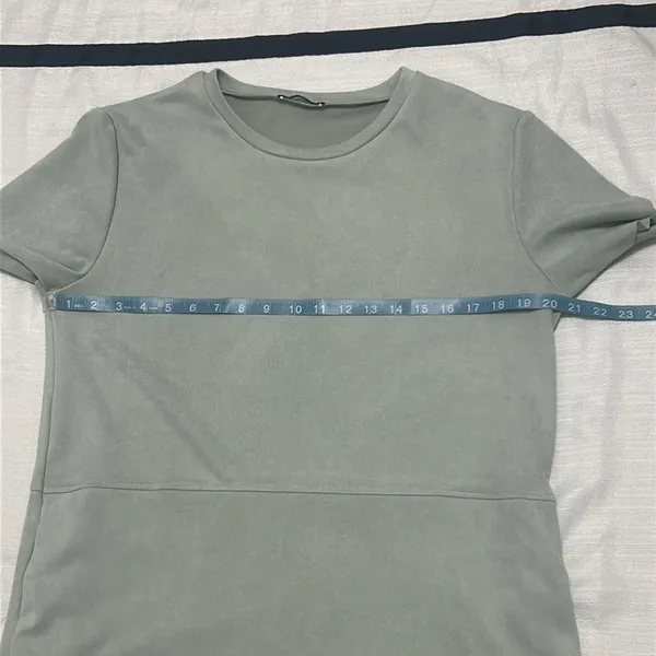 Zara women’s size L Sage Green Shift Dress Raw Hem Short Sleeve Pockets(A425)✨ - Image 12