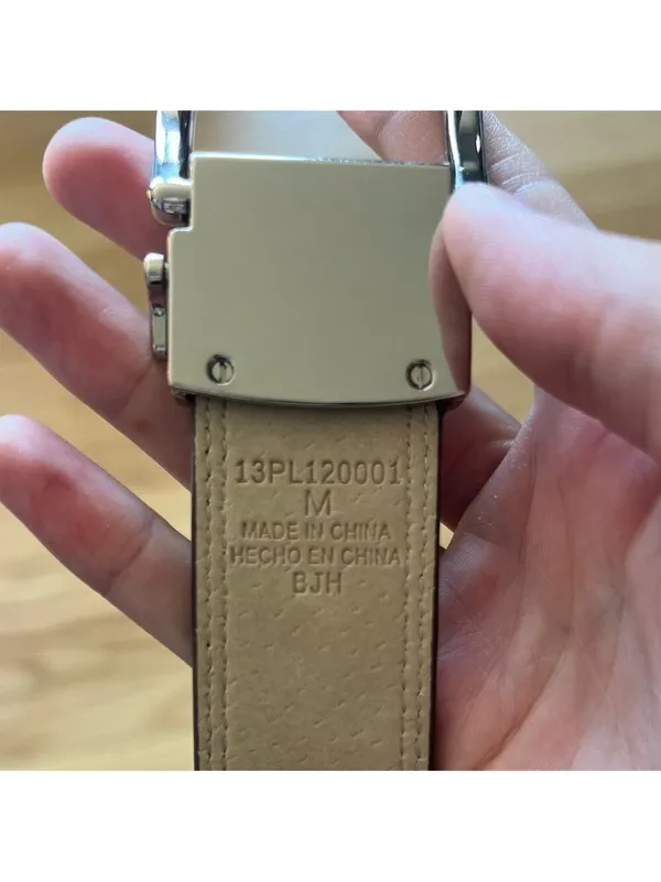 Brown Synthetic Leather Belt with Silver Buckle - Image 6
