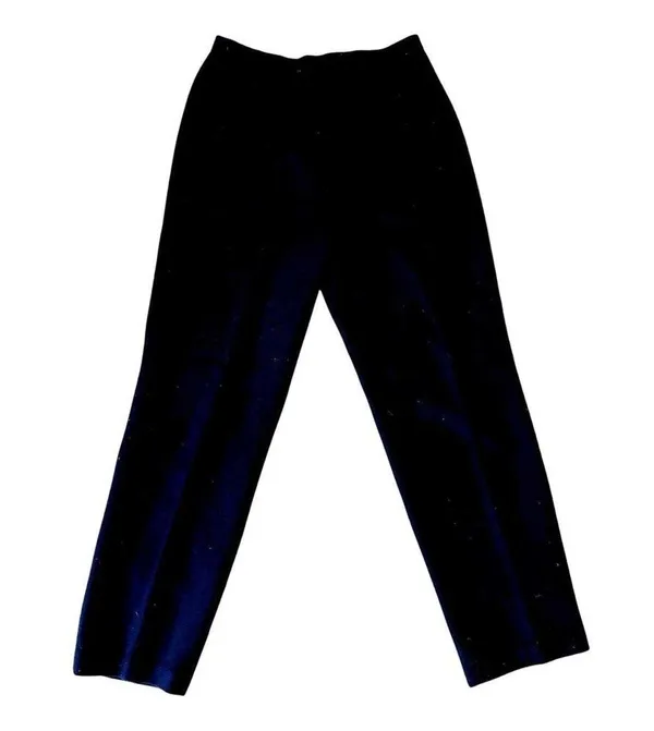 Vintage 80s Ralph Lauren Navy Blue Wool Pleated Lined High Waist Trousers Sz 12 - Image 3