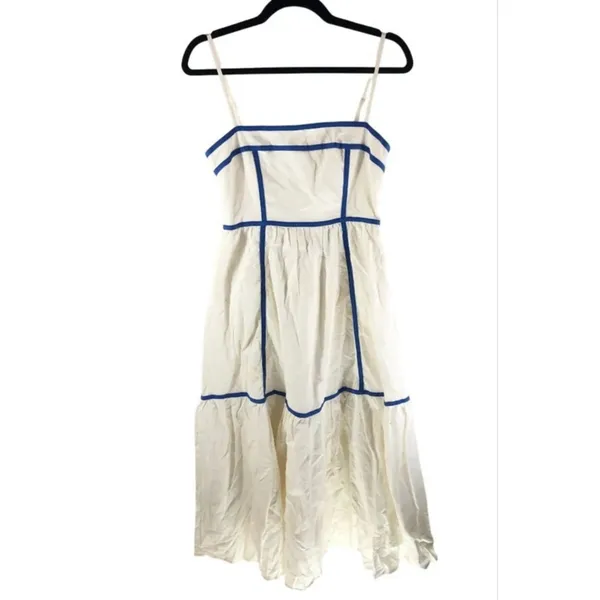 Indikah White Blue Striped Midi Dress - Image 2