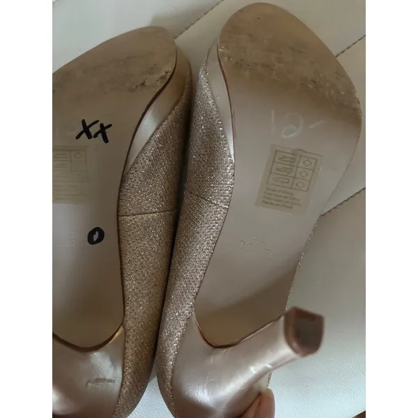David's Bridal Rochelle Champagne Gold Glitter Peep Toe Pumps Heels‎ Size 8.5M - Image 13