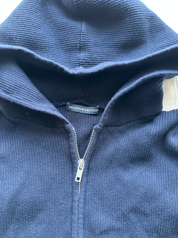 Blue Brandy Melville Full-Zip Hoodie - Image 3