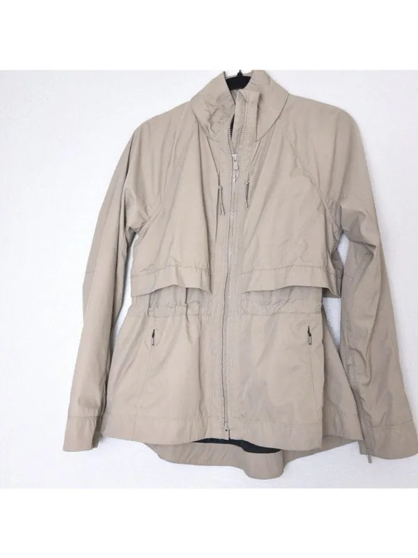 Athleta Open Road Shell Jacket XS Brownstone Beige Utility Water Repellent - Image 6