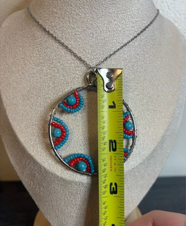 Handmade Silver Beaded Charm Necklace - Image 5