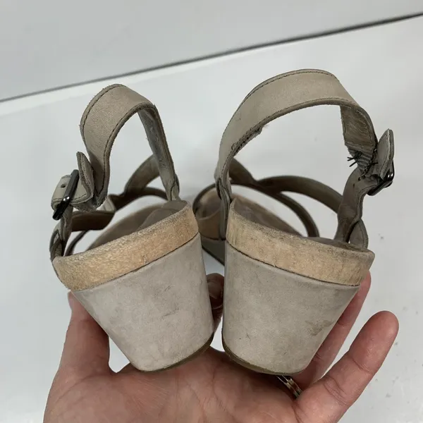 Ugg Australia Size 8 Kensley Wedge Sandals Heels Sling Back Tan Leather Women's - Image 12