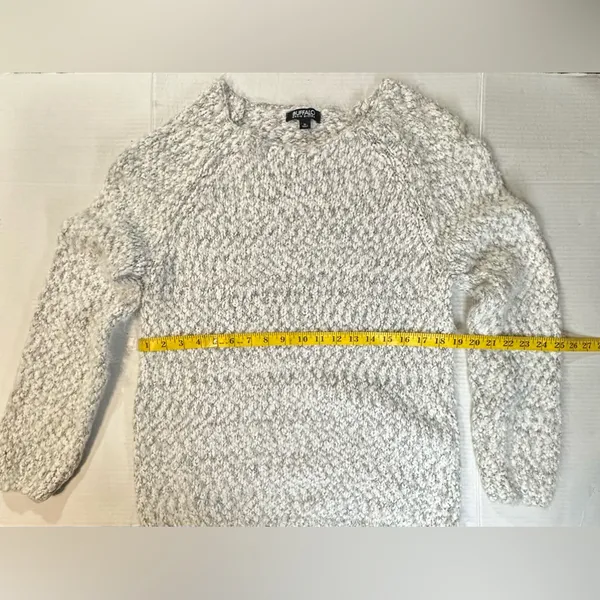 Buffalo David Bitton Sweater Women's‎ White Gray Knit Round Neck Chunky X-Large - Image 5
