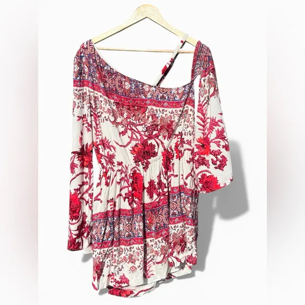 Free People Modern Nomad one-shoulder mini dress featuring a boho floral print - Image 3