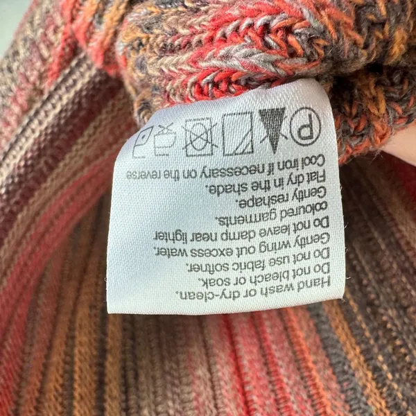 Dor Dor Couture Striped Cowl Neck Poncho Sweater Red Orange Brown Womens Large - Image 6