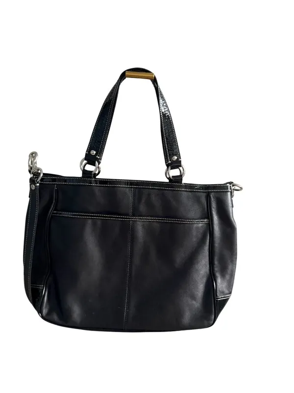 COACH Laura Black Silver Leather Tote Bag w/ Strap - Image 12