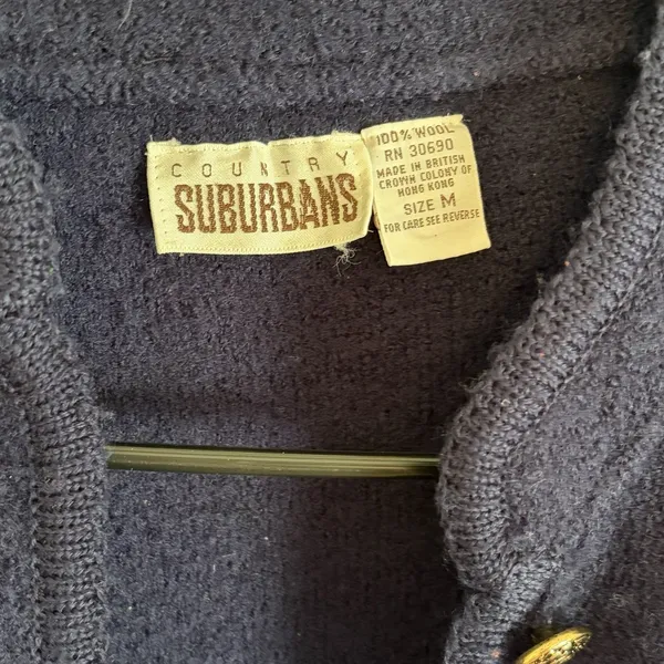 Vintage Country Suburbans 100% Wool Navy Jacket Womens M Gold Buttons Hong Kong - Image 5