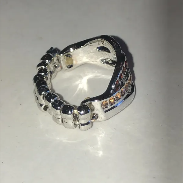Silver Tone Sparkling Amber Crystal Knot Ring Brown - Image 5