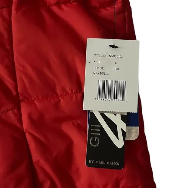 NBA Bulls Red Puffer Sherpa Vest Reversible‎ Womens Large Full Zip Sleeveless - Image 5