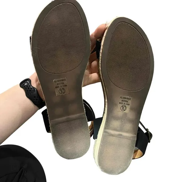 SODA Tacoma Espadrille Black Open Toe Ankle Strap Sandals Women's Size‎ 10 - Image 7