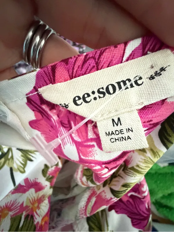 eesome Cream Floral Square-Neck Wide-Leg Jumpsuit with Pink Roses - Image 5
