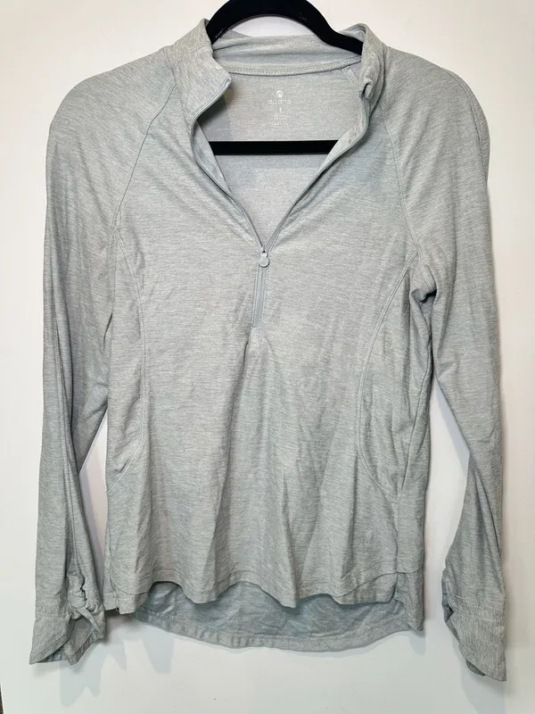 Apana Women's Gray Quarter Zip Active Pullover Long Sleeve Athletic Top Size S - Image 5