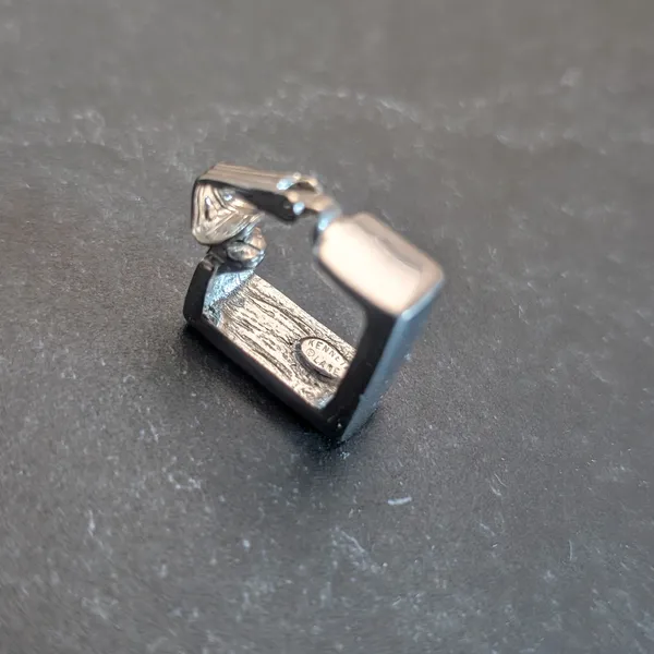 Vintage Kenneth Lane Clip On Earrings Retro 0.75" Silver Tone Square Hoops - Image 7