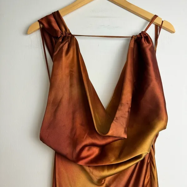 NWT ZARA Drape Satin Midi Dress Sz XS - Image 5