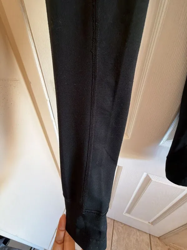 Nike Black Athletic Leggings Tights With White Swoosh Logo Cuffs - Image 3