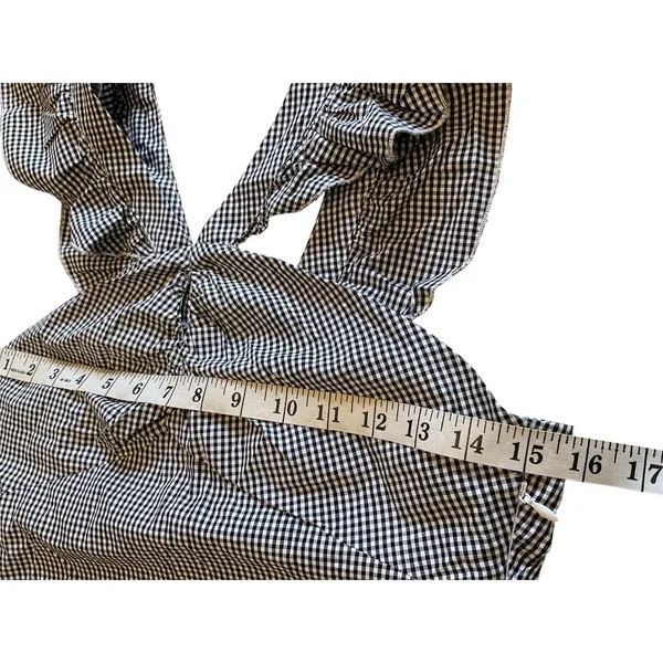 Romeo + Juliet Couture Gingham Ruffle Strap Dress Black White‎ Sleeveless Mini Summer Casual - Image 7