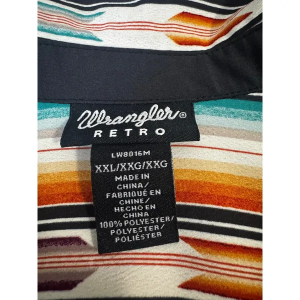Wrangler Retro Western Stripe Fringe Shirt XXL Southwest Aztec Button Down - Image 6