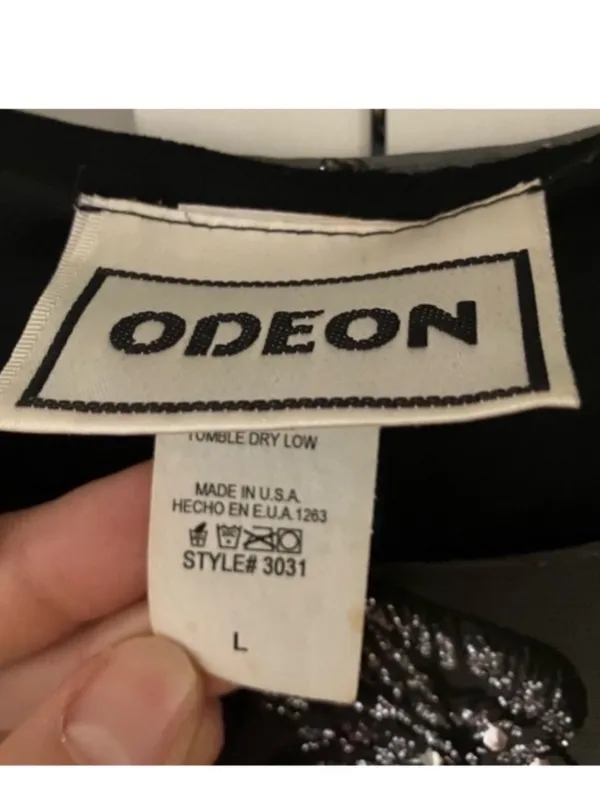 Vintage Odeon Sparkle Sheer Fluttery Top Size Large Black - Image 2