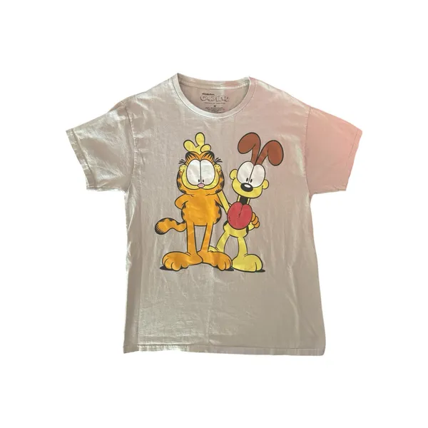 Garfield & Odie Beige Graphic Tee | Men’s Medium | Nickelodeon Cartoon Shirt - Image 2