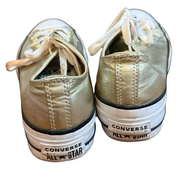 Converse Chuck Taylor All Star Lift Platform Metallic Gold Low-Top Sneakers Sz 6 - Image 8