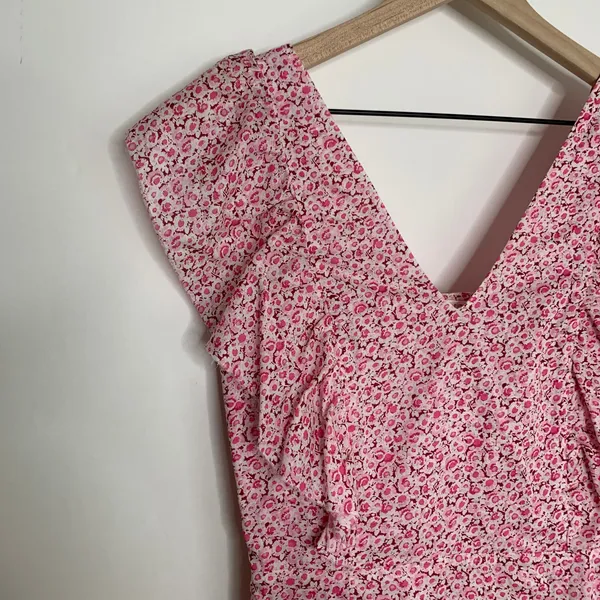 LoveShackFancy LSF Jessie Silk-Blend Mini Floral Feminine Pink Dress Small - Image 7