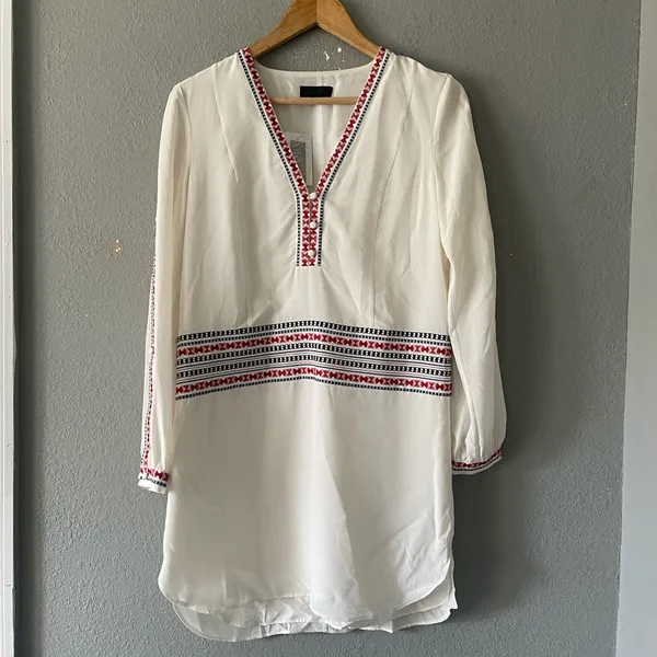 INTERMIX‎ Embroidered Silk Tunic Dress - Image 3
