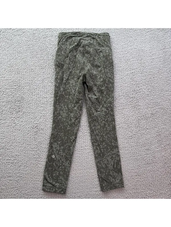 Lululemon Floral Camo High Rise Flare Leggings Womens 4 Olive Green Yoga Pants - Image 2