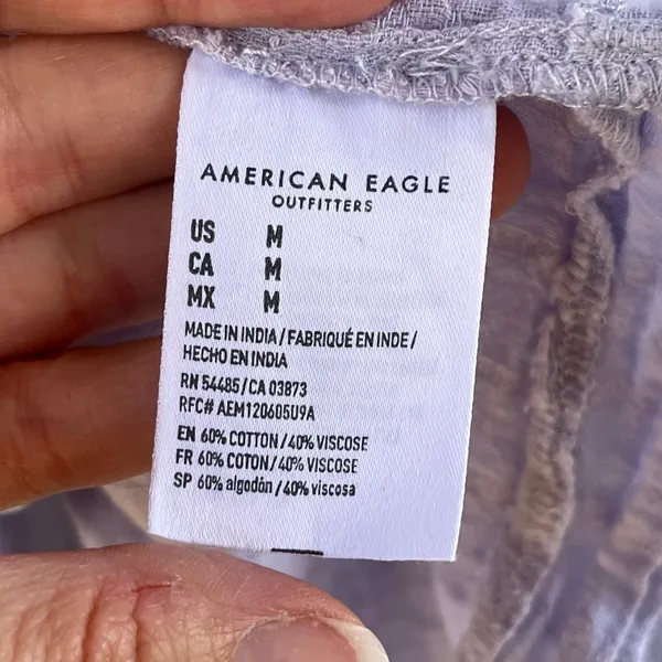 American Eagle Women's Ruffled Tiered Long Sleeve Lilac Top Size M - Image 5