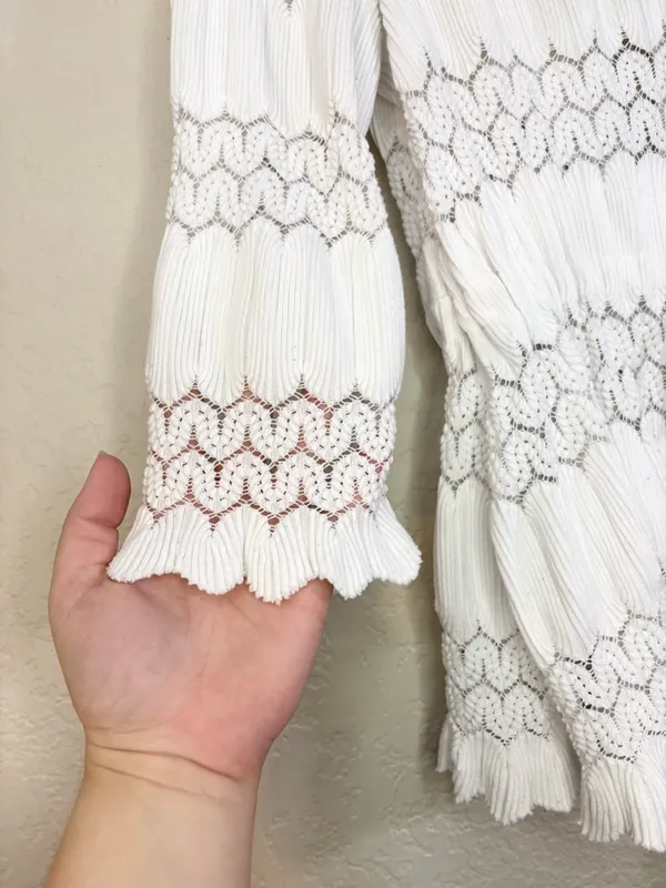 Free People Fire Island White Open Knit Top Size S - Image 9