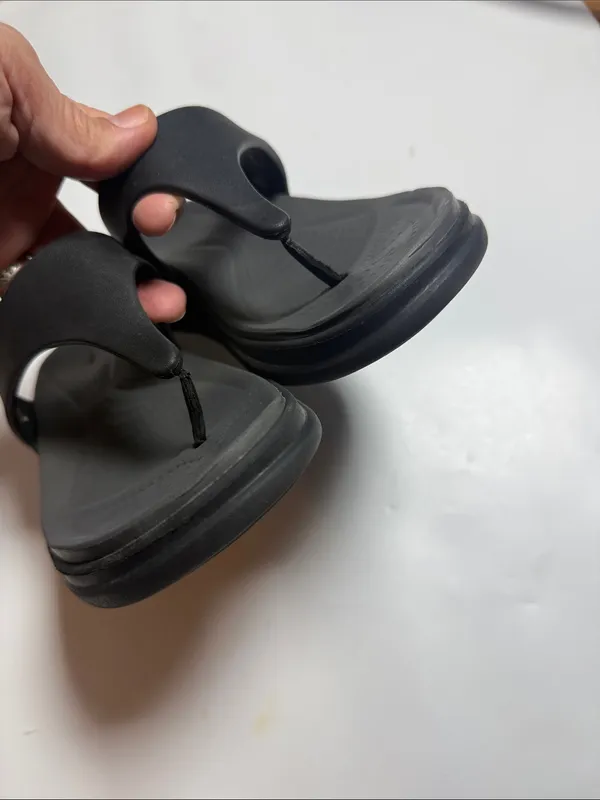 Crocs Capri Black Boca Wedge Flip Flop Sandals Lite Ride Comfort S-607 Sz 6 - Image 5