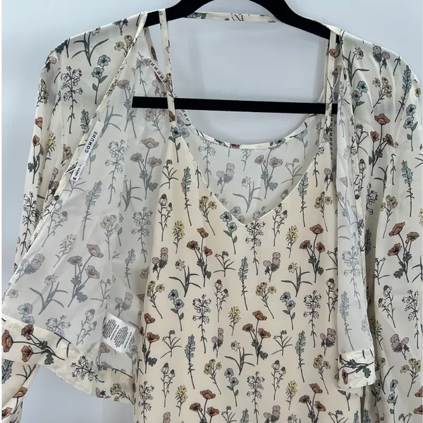 Comune Shafer Garden Print Dress Ivory Floral Long Sleeve Removable Top‎ NWT S - Image 5