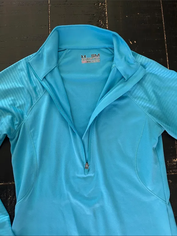 Under Armour Women’s Long-Sleeve Quarter-Zip Top in Bright Teal‎ - Image 3