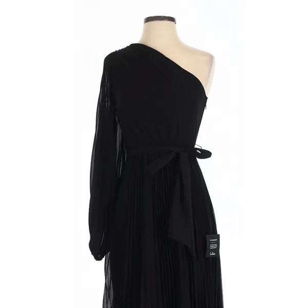 Lulus Divine Charm Black Pleated One-Shoulder Maxi Dress Small Evening Formal - Image 5