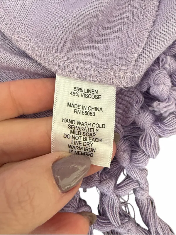 For Cynthia - NWT Lilac Linen Blend Fringe Hem Shift Dress Sz S - Image 6