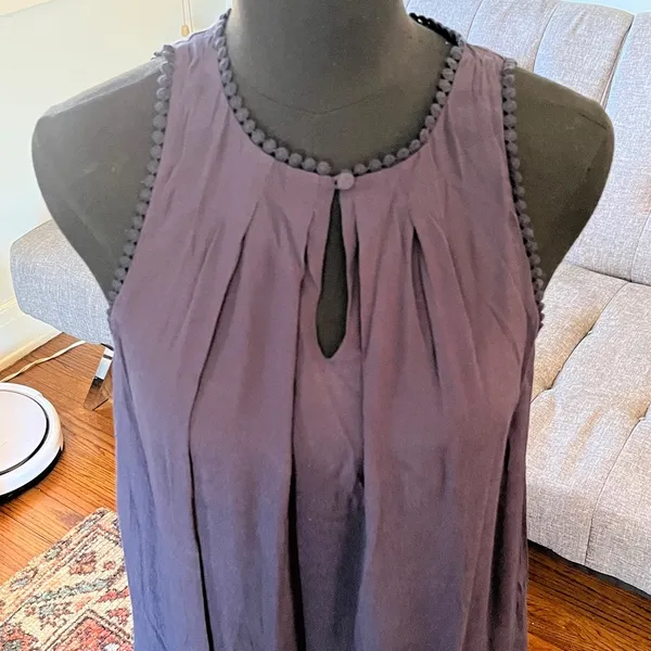 Anthropologie Maeve Midnight Blue Dress with fringe and sequin trim size 4 - Image 2