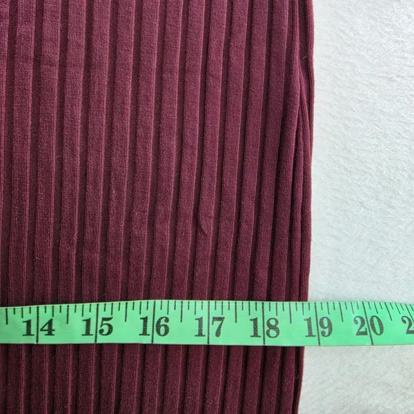 Banana Republic Wide-Ribbed Knit Midi Dress Vino Rosso Burgundy Long‎ Sleeve L - Image 9