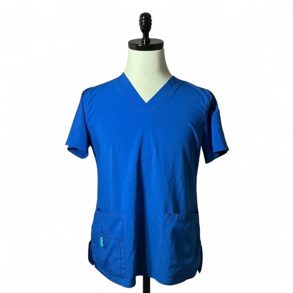 Carhartt‎ Vital Blue Scrub Top Medical Uniform Work Wear V Neck Nurse - Image 2
