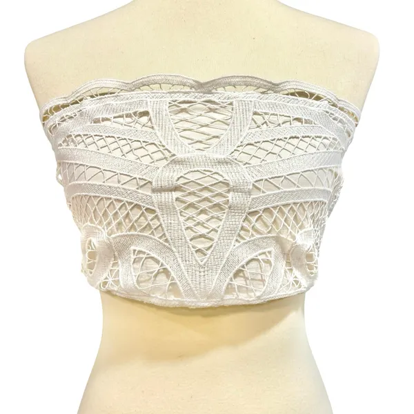 American Eagle Boho Cream Lace Crochet Strapless Bandeau Crop Top Festival Cottagecore Small - Image 2