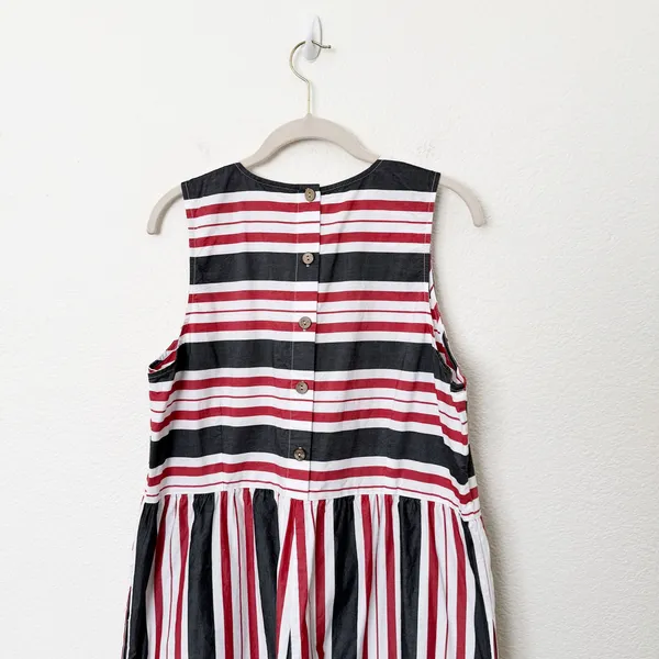 [Anthropologie] Maeve Red Gray Striped Wide Leg Sleeveless Jumpsuit Cotton Sz XL - Image 5